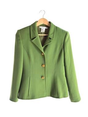 Luca Luca Green Italian Skirt Suit Set Vintage Size 40